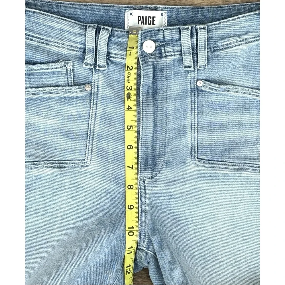 PAIGE Anessa Wide Leg Cropped Jeans Size 27 Shooting Star Raw Hem High Rise - Picture 7 of 11